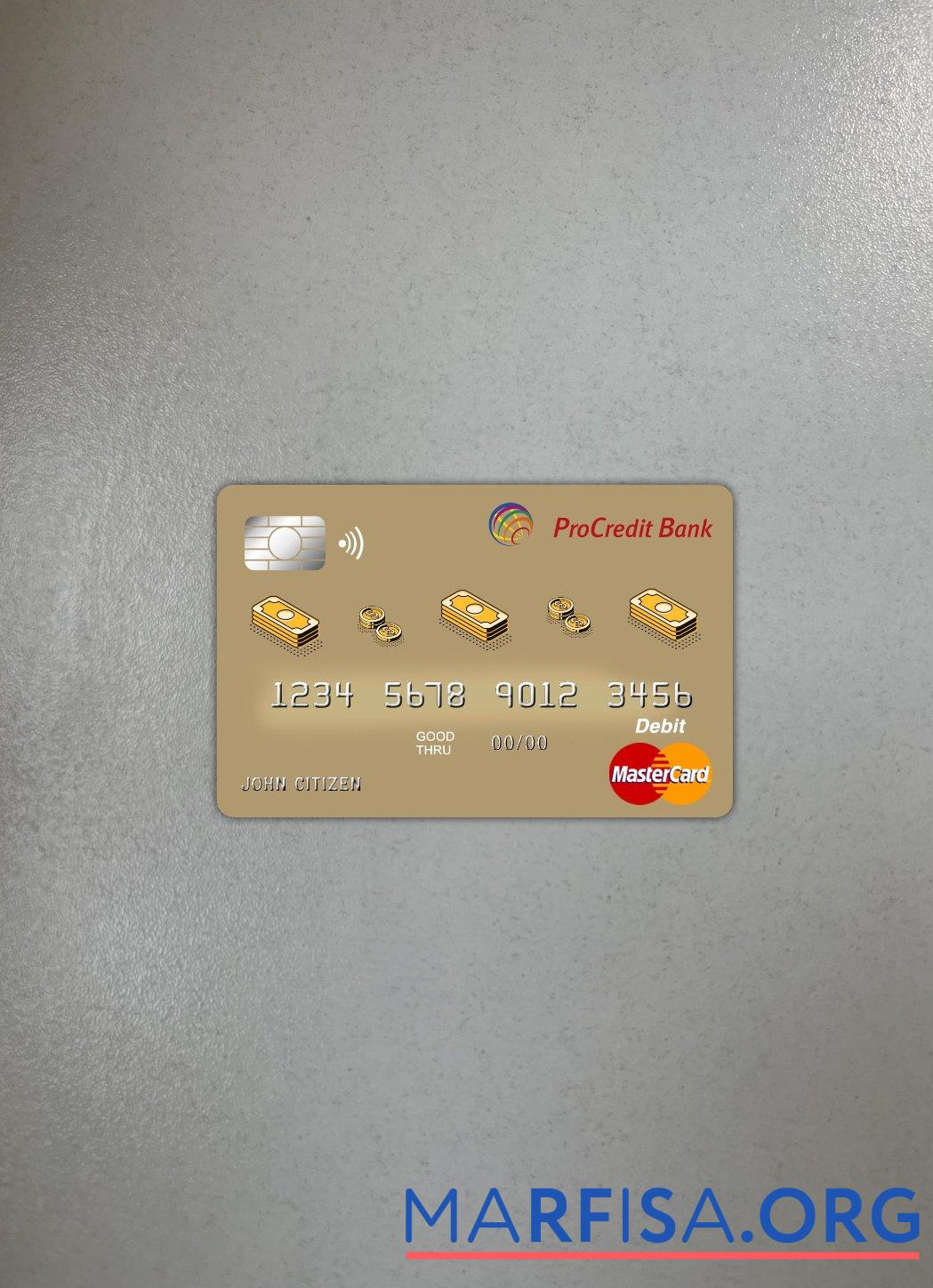 Blank Albania Procredit bank master card photolook front example